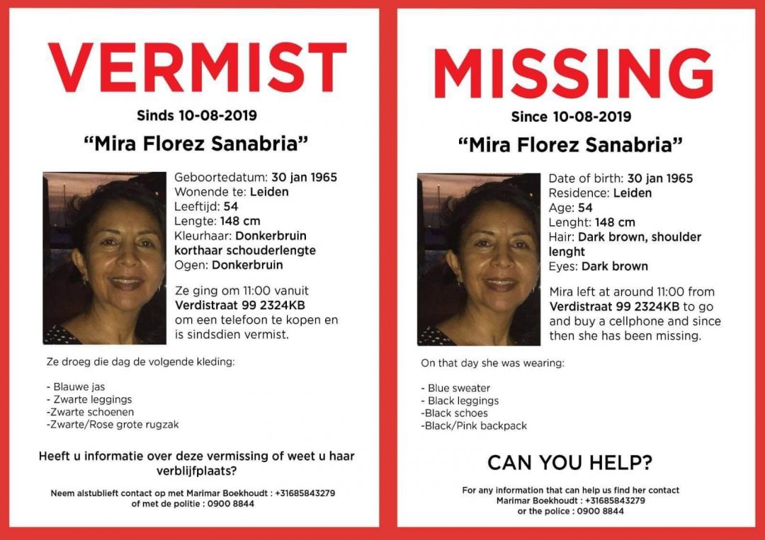 De dochter van Mira heeft zelf maar een opsporingsposter gemaakt. De politie vindt de zaak niet urgent.